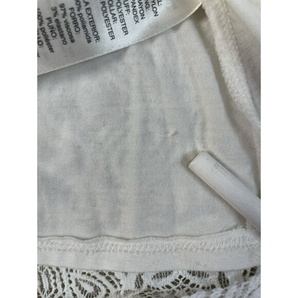 White House Black Market Lined White Lace Top Chiffon Ruffle Sleeves Sze S - Picture 15 of 16